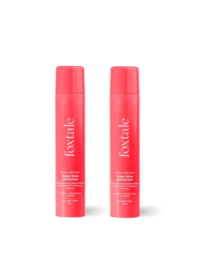 Foxtale Vitamin C Super Glow Winter Moisturizer with Niacinamide & Peptides, Visibly Reduces Pigmentation, Enhances Skins Brightness Instantly, For All Skin Types, Women & Men - 50ml (Pack Of 2), Cream - Image 1